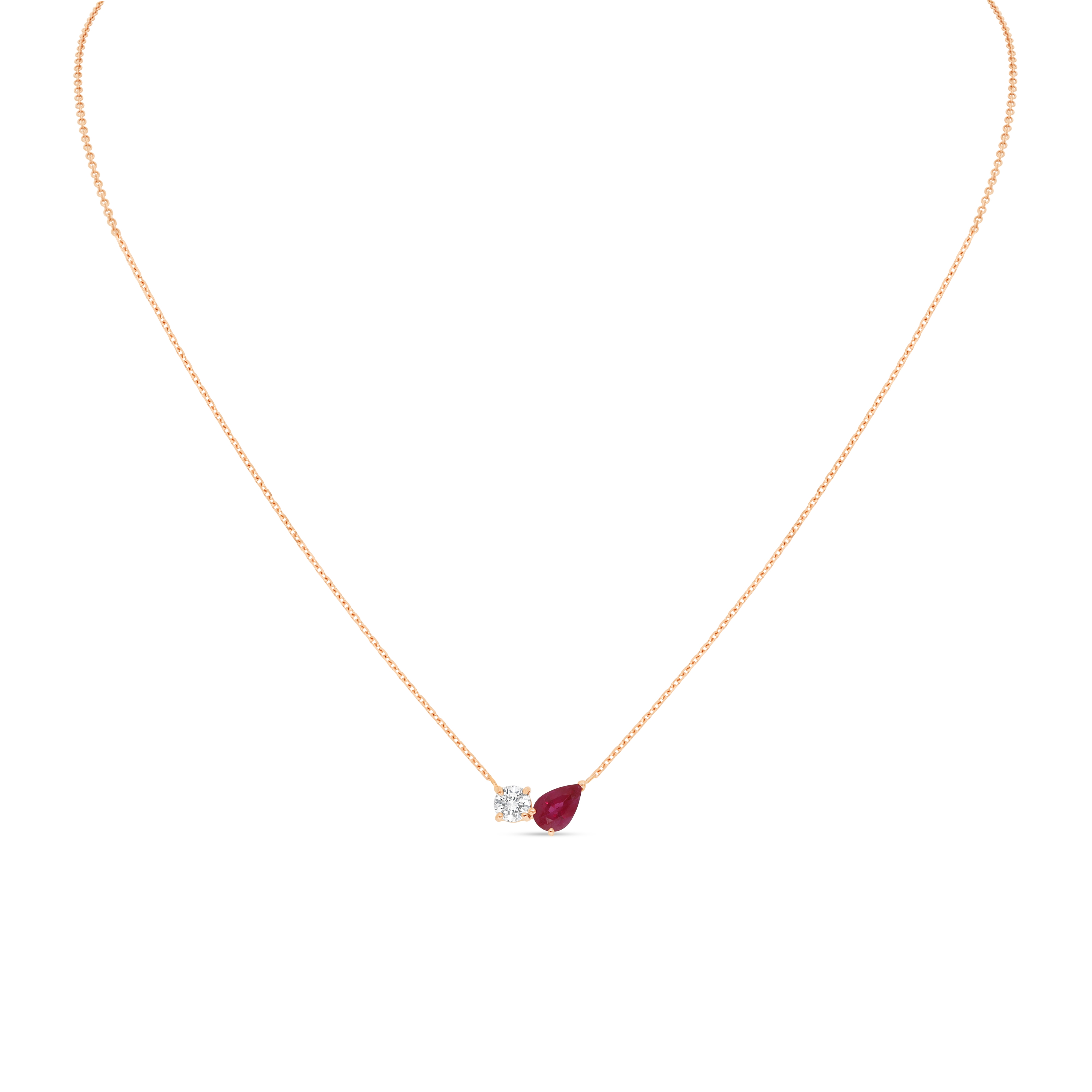 Collier Equilibre Précieux or rose Rubis, Diamant