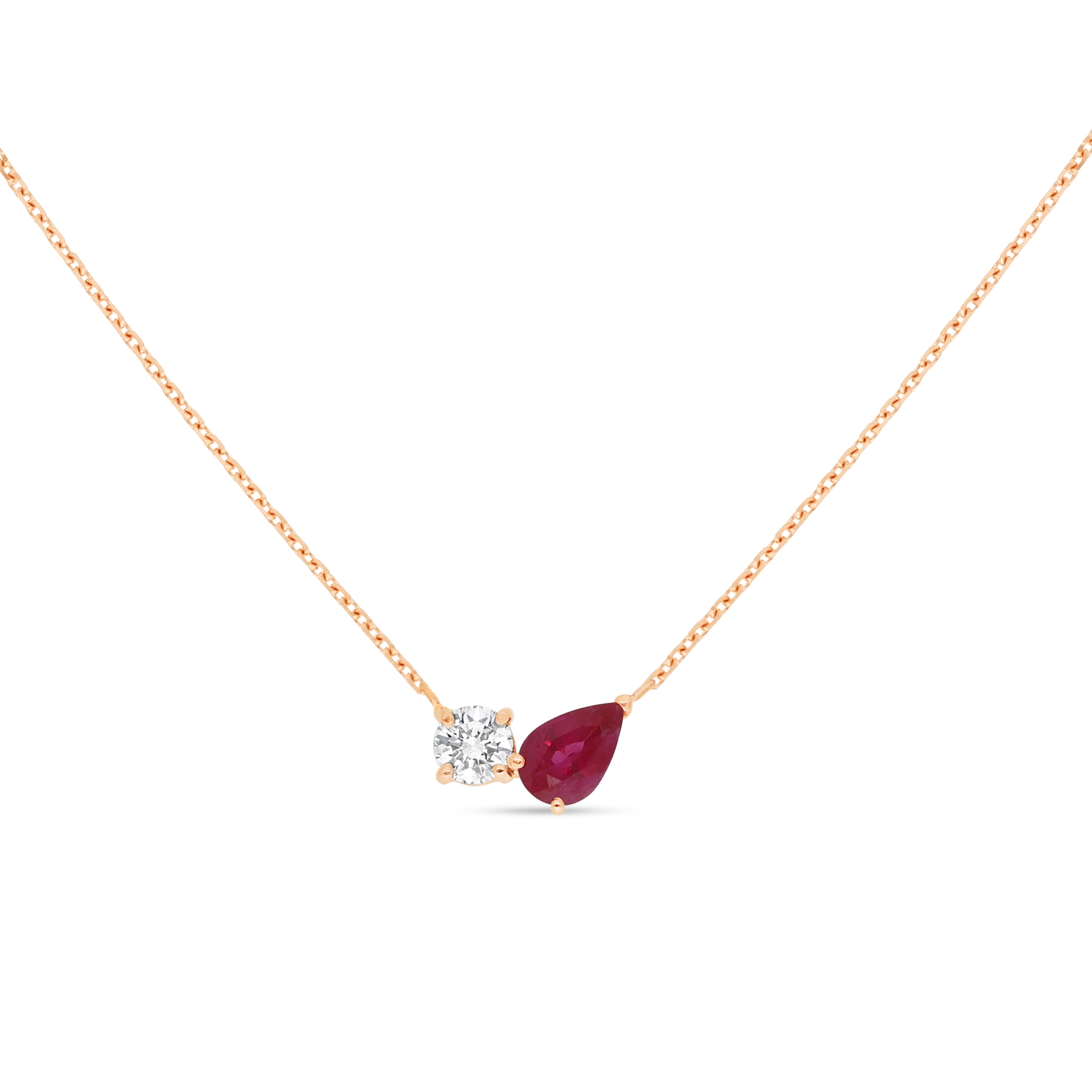 Collier Equilibre Précieux or rose Rubis, Diamant