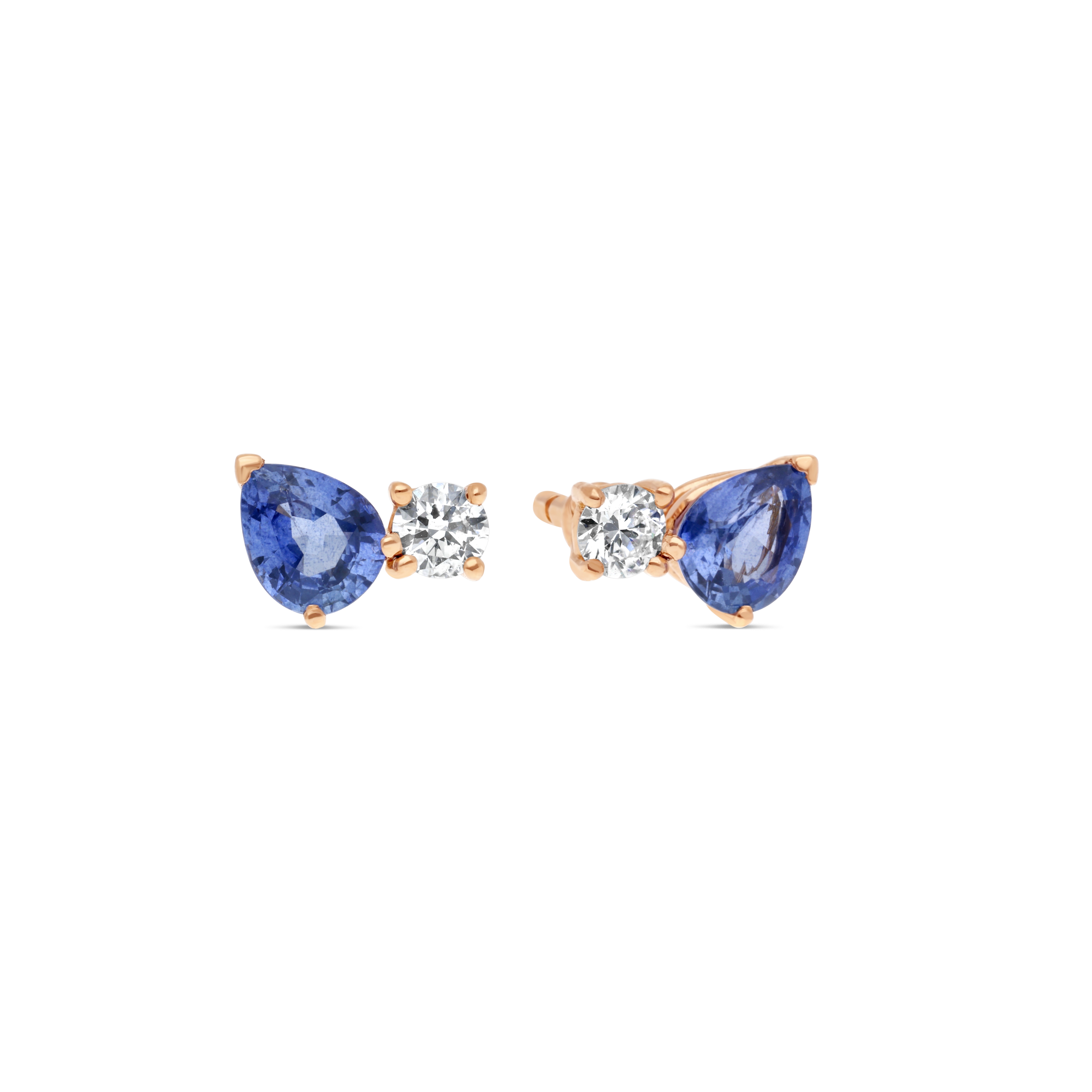 Boucles d'Oreilles Equilibre Précieux or rose Saphir, Diamant