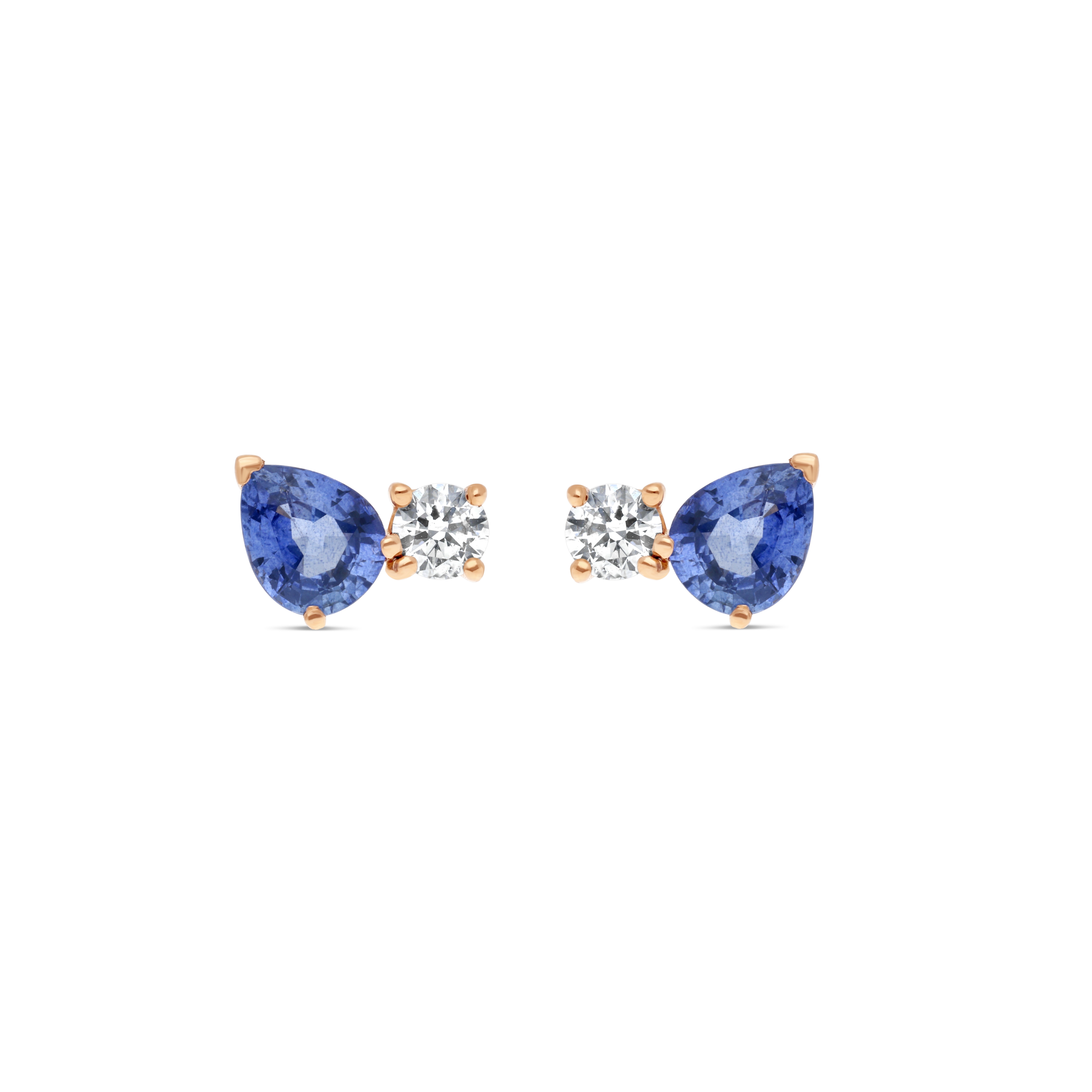 Boucles d'Oreilles Equilibre Précieux or rose Saphir, Diamant