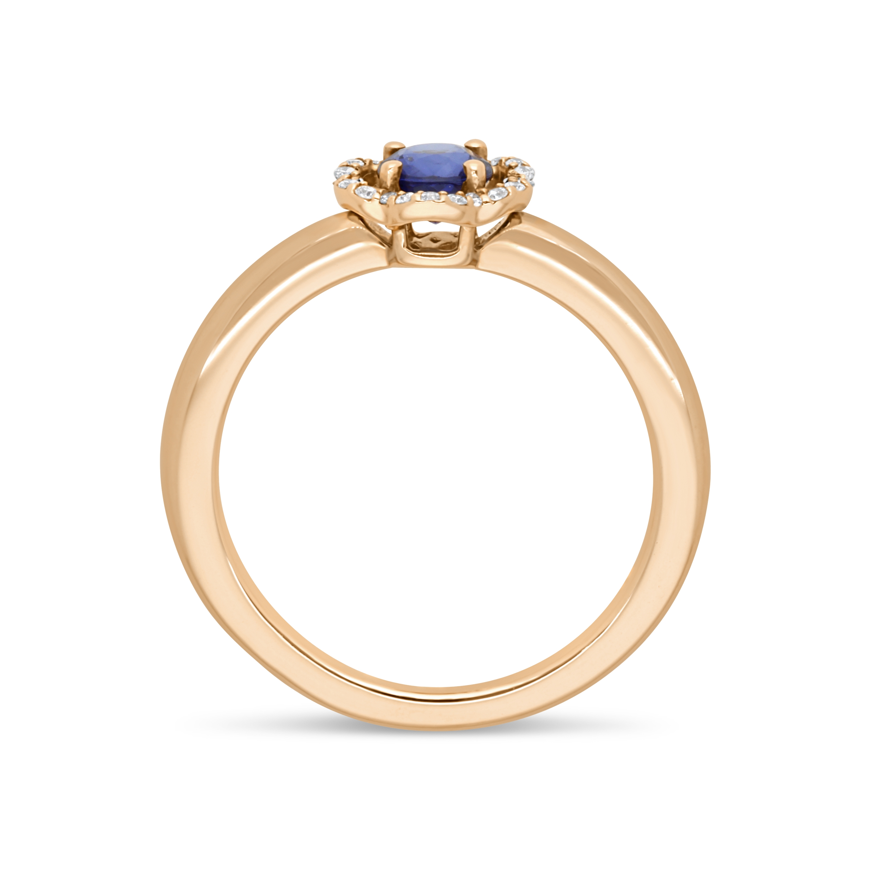 Bague Fleurette or rose Diamant Saphir