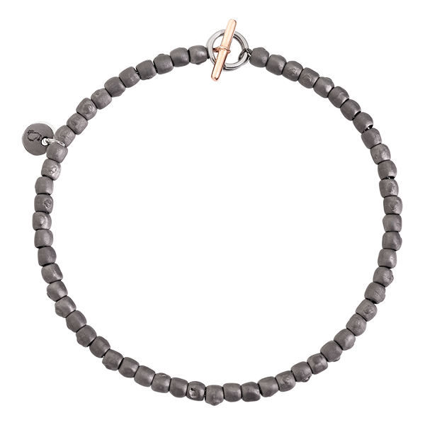 Bracelet Granelli Titane Or Rose 9 Ct Acier Dodo - Acier/Or Rose 375/1000ème/Titane - Rose