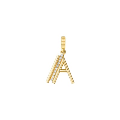 Pendentif Viltier Alpha-Edge Lettre A Pavée en or jaune et diamants