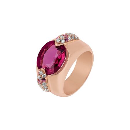 Bague en or rose, tourmaline et diamants