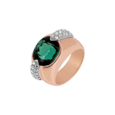 Bague en or rose, tourmaline et diamants