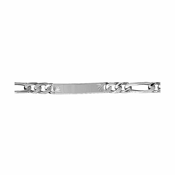 Gourmette identité 1+3 prestige 6mm diamantée étoile argent 18cm