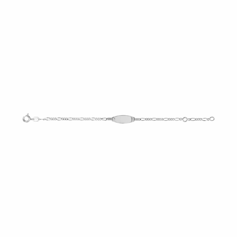 Gourmette identité argent bébé ovale alternée 15cm réglable 13cm