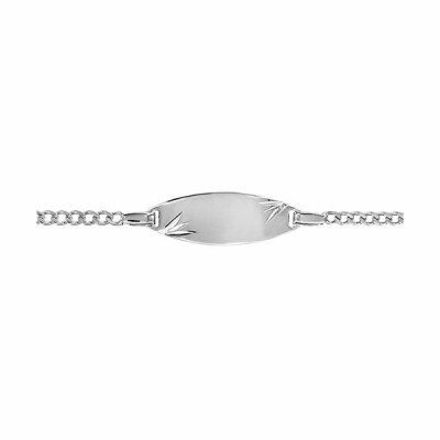 Gourmette identité bébé 2mm ovale diamantée étoile 15/13cm argent