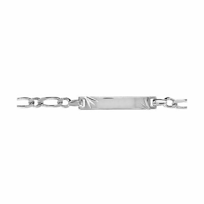 Gourmette identité enfant 1+1 3mm diamantée étoile 16/14cm argent rhodié