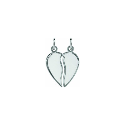 Pendentif coeur à partager en argent rhodié