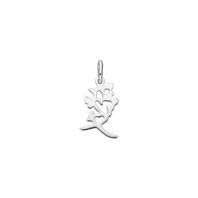 Pendentif Chinois Amour en argent rhodié