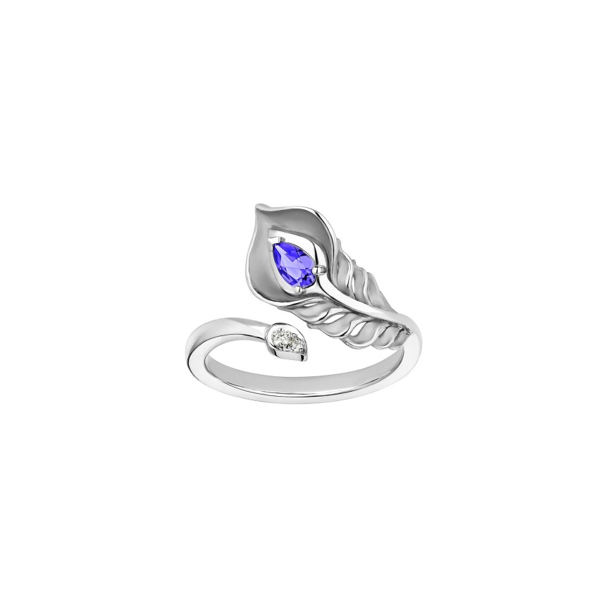 Mistral Mini Ring in white gold, diamonds and tanzanite