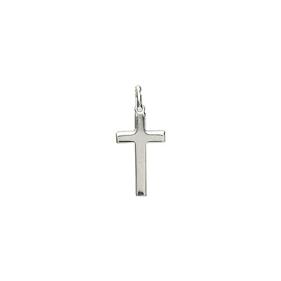 Pendentif croix plate en argent rhodié