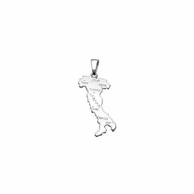 Pendentif carte Italie argent rhodié