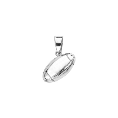 Pendentif Ballon Rugby 17 mm en argent rhodié