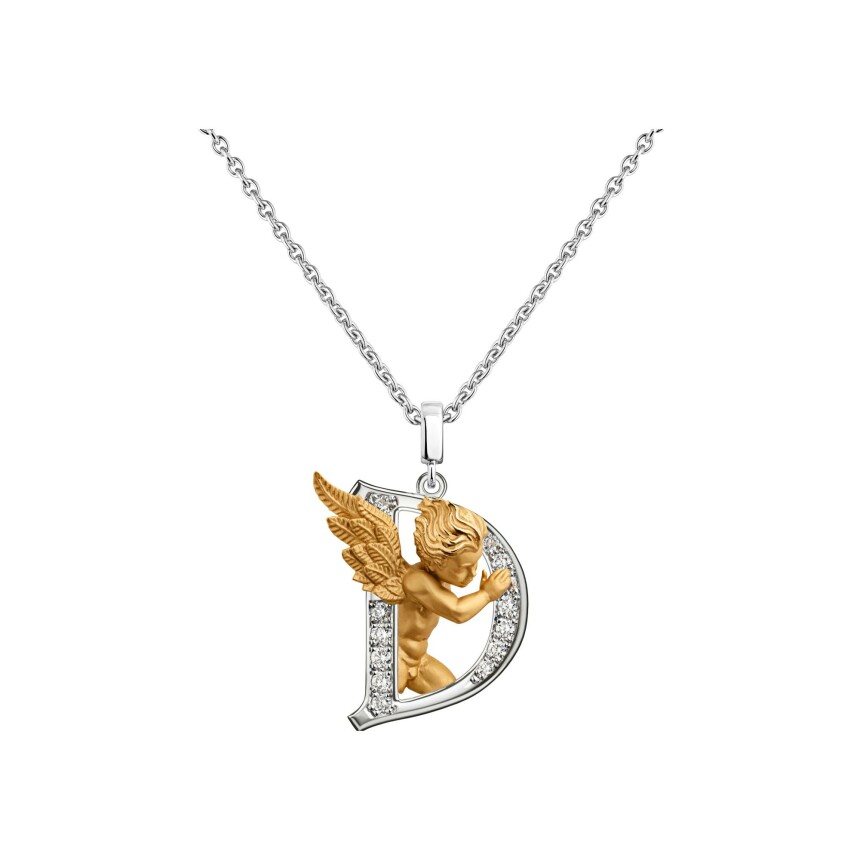 My Angel D Pendant in yellow & white gold with diamonds