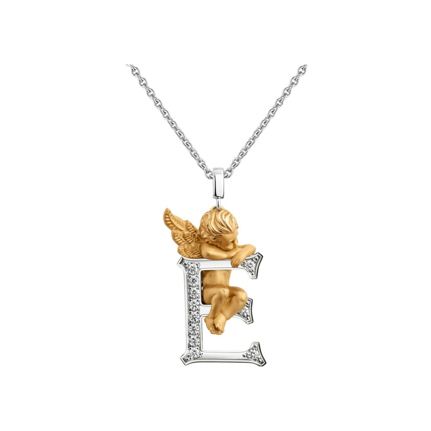 My Angel E Pendant in yellow & white gold with diamonds