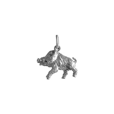 Pendentif petit sanglier en argent rhodié