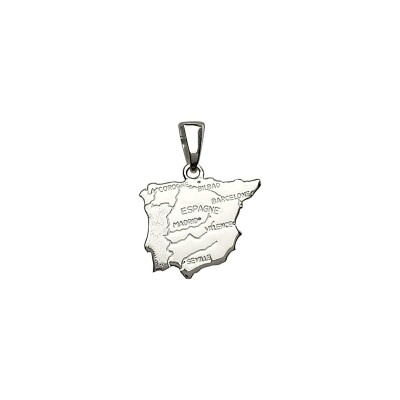 Pendentif carte Espagne en argent rhodié