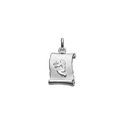 Pendentif zodiaque parchemin Vierge  en argent rhodié brillant