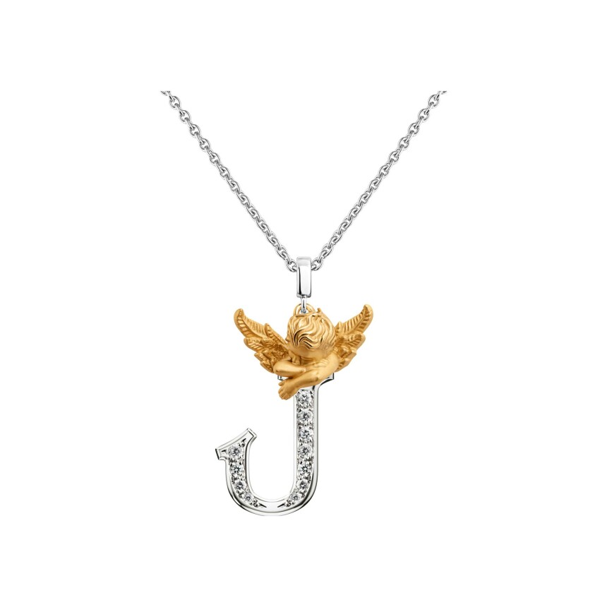 My Angel J Pendant in yellow & white gold with diamonds