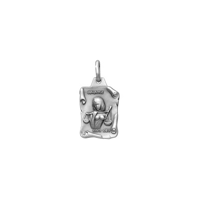 Pendentif zodiaque grand parchemin Balance en argent rhodié