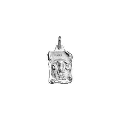 Pendentif zodiaque grand parchemin Bélier en argent rhodié brillant