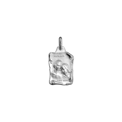 Pendentif zodiaque grand parchemin gémeaux en argent rhodié brillant