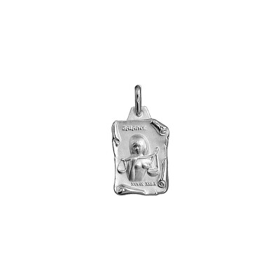 Pendentif zodiaque grand parchemin Balance en argent rhodié brillant
