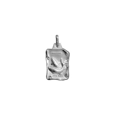 Pendentif zodiaque grand parchemin Poisson en argent rhodié brillant