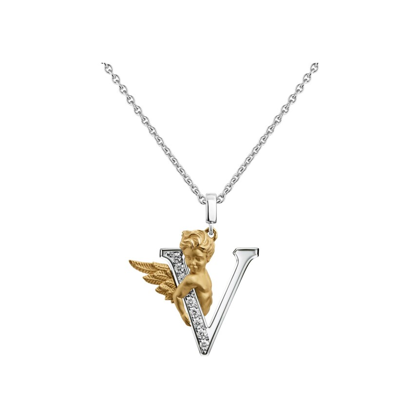 My Angel V Pendant in yellow & white gold with diamonds