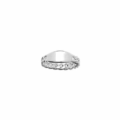 Bague chaîne plaque tonneau argent