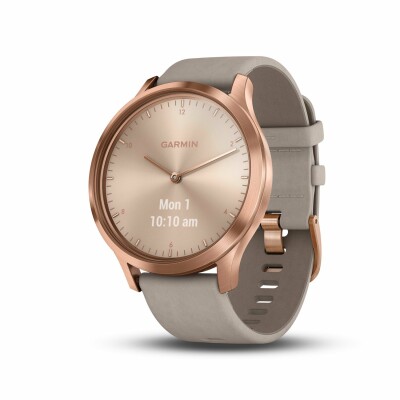 Montre connectée Garmin Vívomove HR plaquée or rose avec bracelet daim gris