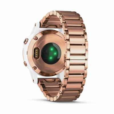 Montre connectée Garmin fenix 5S Plus Sapphire blanche et plaquée or rose avec bracelet plaqué or rose