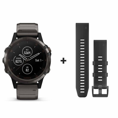 Montre connectée Garmin fenix 5 Plus Sapphire titane avec bracelet titane