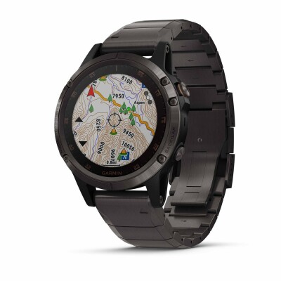 Montre connectée Garmin fenix 5 Plus Sapphire titane avec bracelet titane