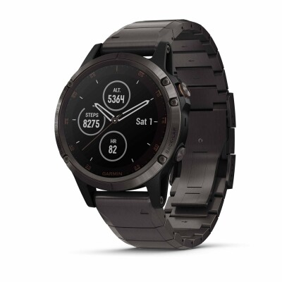 Montre connectée Garmin fenix 5 Plus Sapphire titane avec bracelet titane