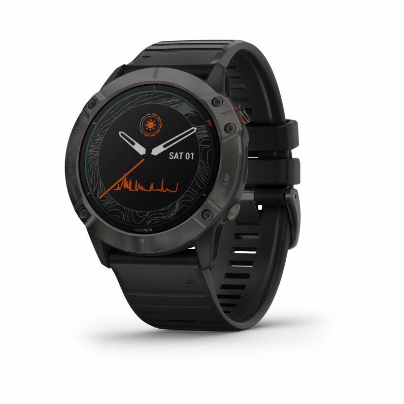 Montre connectée Garmin fenix 6X Pro Solar avec bracelet noir