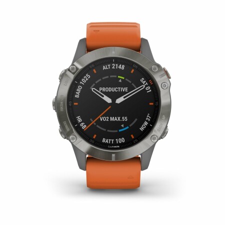 Montre connectée Garmin fenix 6 Sapphire avec bracelet orange 010-02158-14