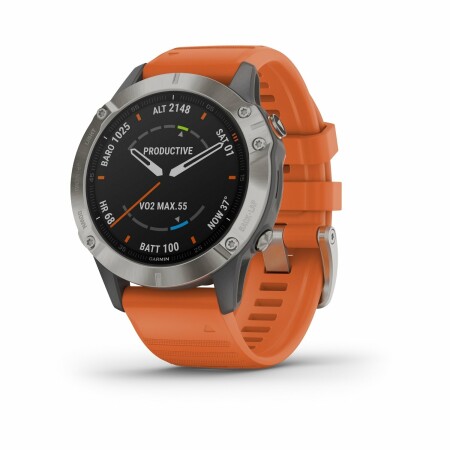 Montre connectée Garmin fenix 6 Sapphire avec bracelet orange 010-02158-14