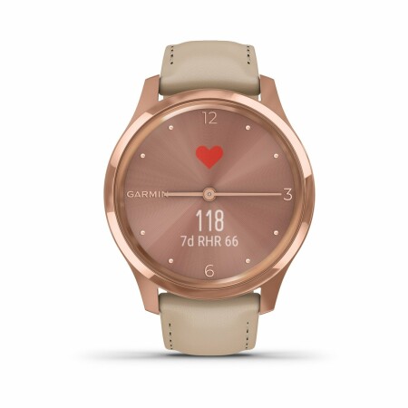 Montre Garmin vívomove Luxe Rose Gold/Cuir Italien Light Sand