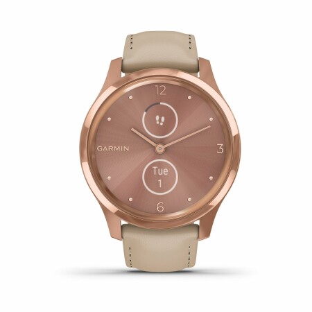 Montre Garmin vívomove Luxe Rose Gold/Cuir Italien Light Sand