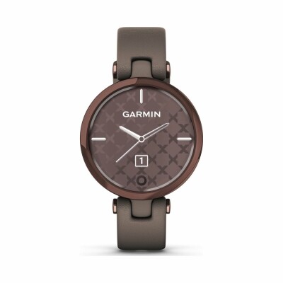 Montre Garmin Lily Lunette Bronze avec un bracelet en cuir Italien gris taupe