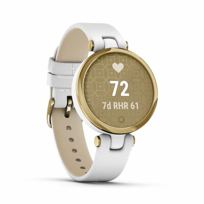 Montre Garmin Lily Lunette Gold avec un bracelet en cuir Italien blanc