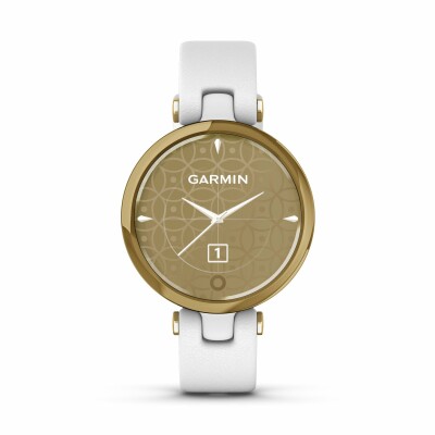 Montre Garmin Lily Lunette Gold avec un bracelet en cuir Italien blanc