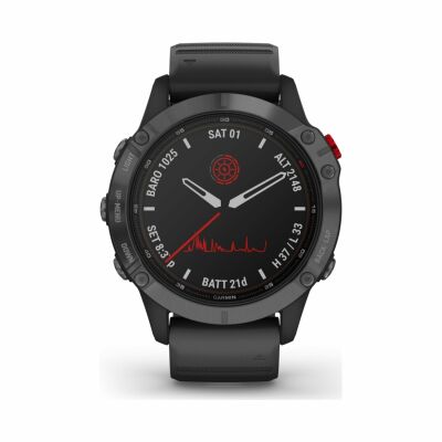 Montre connectée Garmin fenix 6 Pro Solar Grey avec bracelet noir