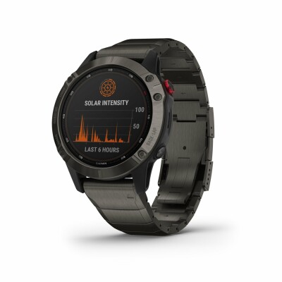 Montre connectée Garmin fenix 6 Pro Solar Titane Carbon Gray avec bracelet Titane