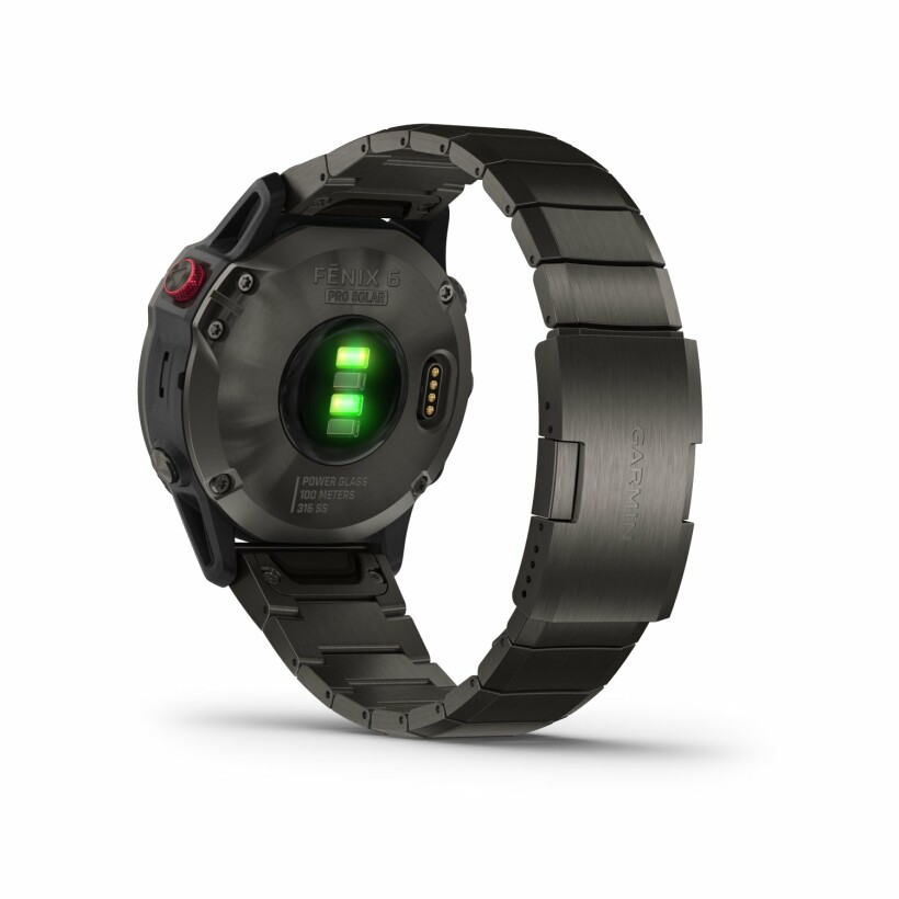 Montre connectée Garmin fenix 6 Pro Solar Titane Carbon Gray avec bracelet Titane