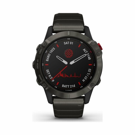 Montre connectée Garmin fenix 6 Pro Solar Titane Carbon Gray avec bracelet Titane