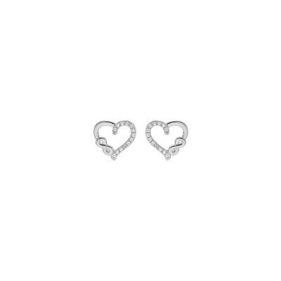Boucles d'oreilles cœur et infini en argent rhodié et oxydes de zirconium